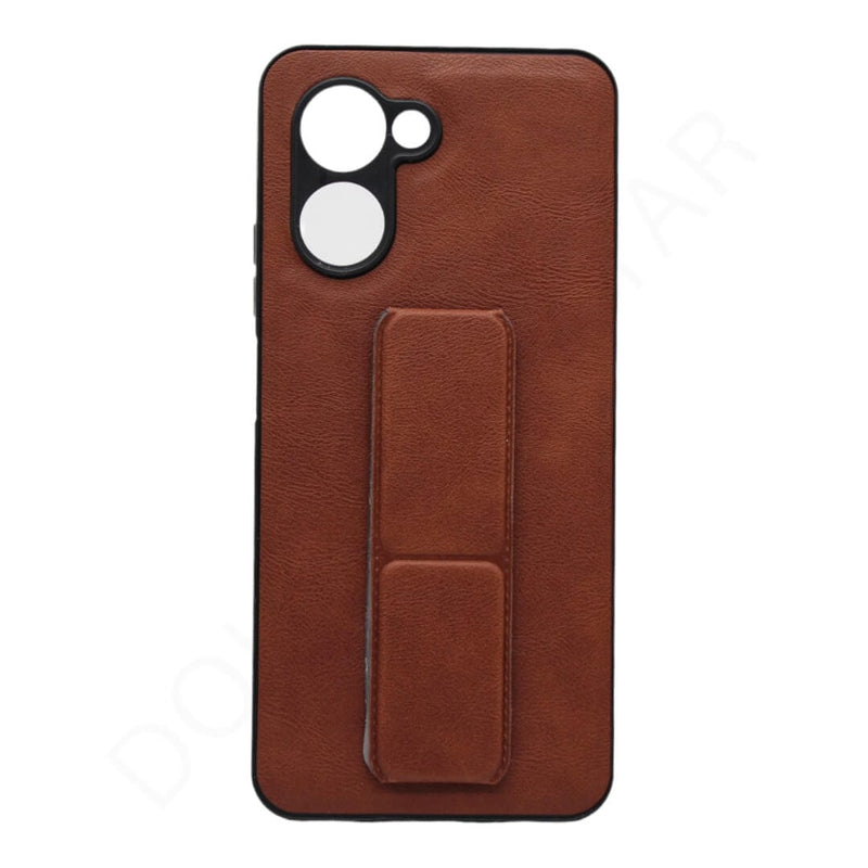 Dohans Mobile Phone case Brown Realme C33 Leather Texture Stand Case & Cover