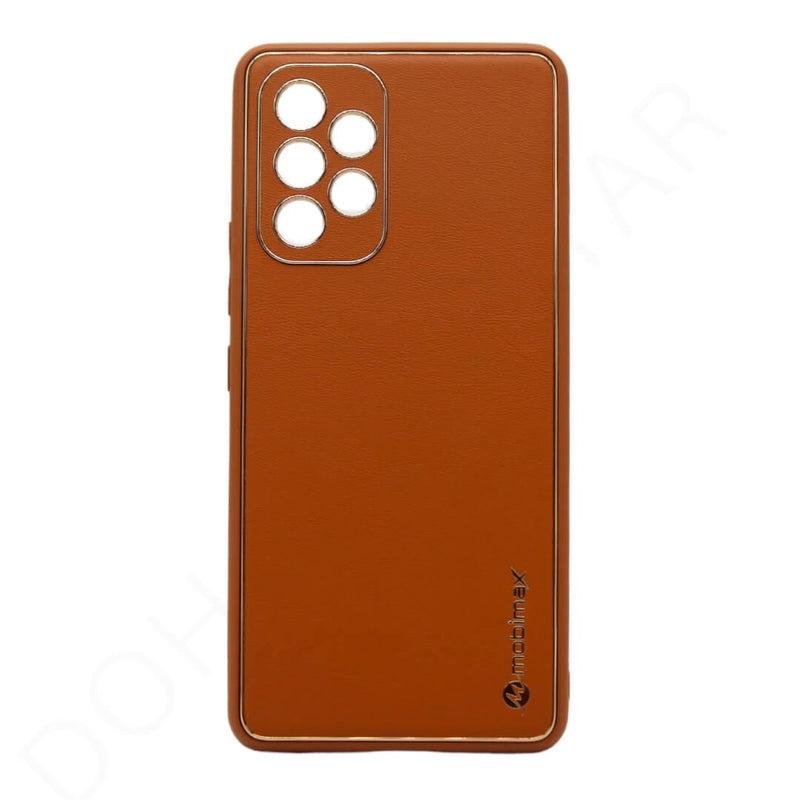 Dohans Mobile Phone Cases Brown Samsung Galaxy A73 - Mobimax Gold Border Premium Leather Cover & Cases