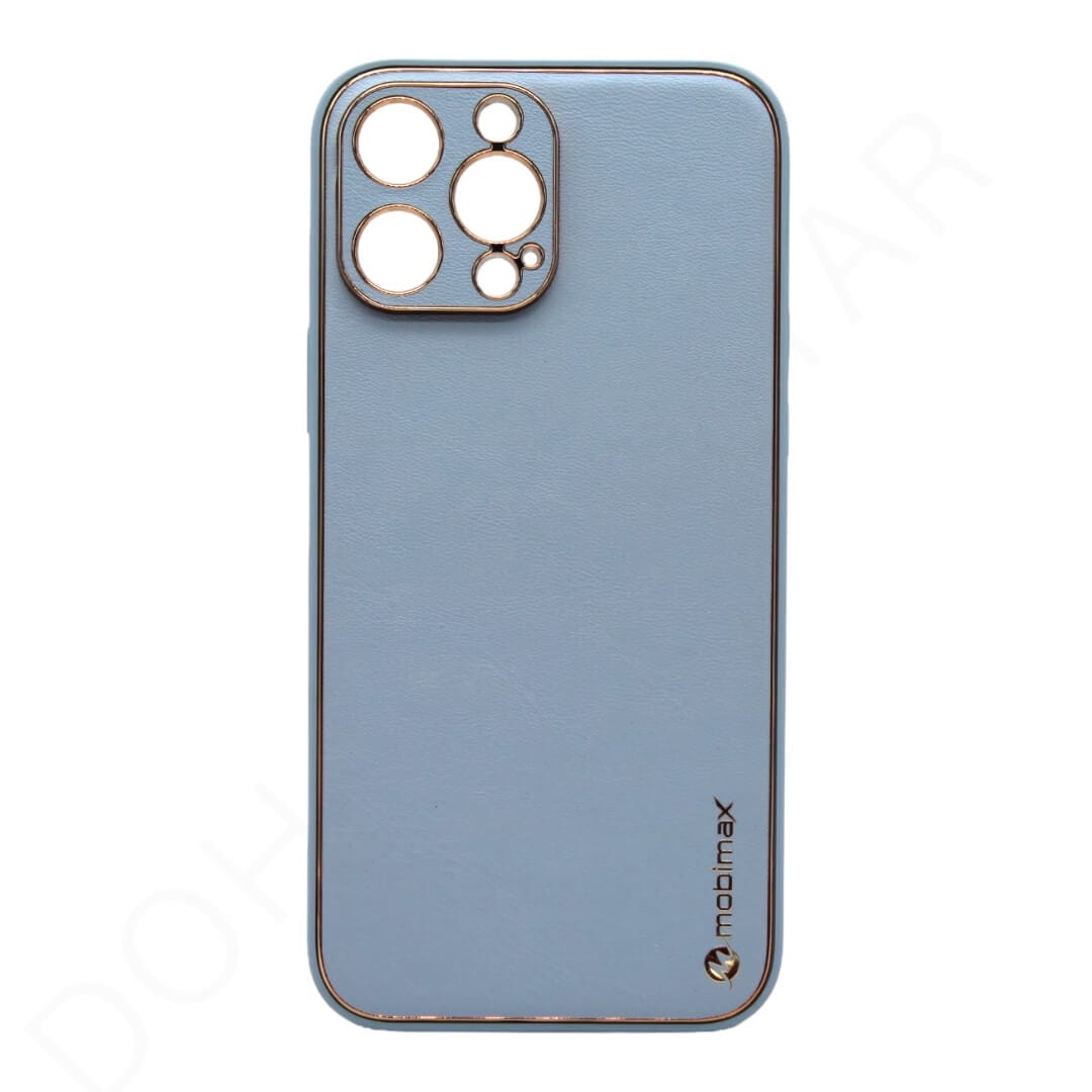 Dohans Mobile Phone Cases Light Blue iPhone 13 Pro Max - Mobimax Gold Border Premium Leather Cover & Cases