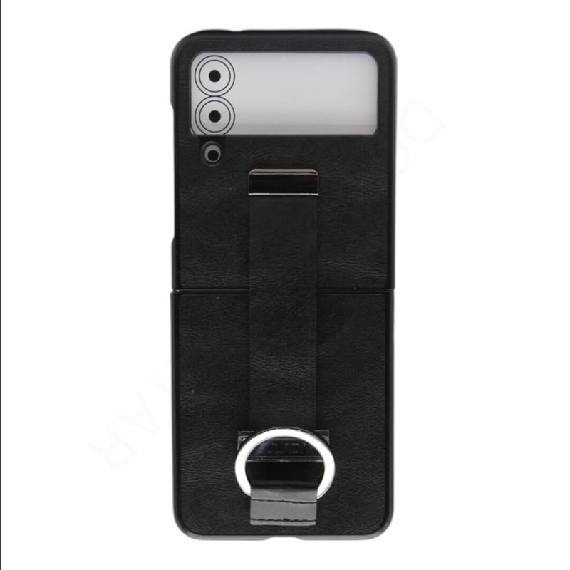 Dohans Mobile Phone Cases Samsung Galaxy Z Flip 4 Leather Case with Small Belt with Ring