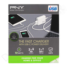 Pny Fast Multi-USB Wall Charger 72W - 3 USB Ports & 1 USB-C Port
