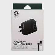 Green Lion Compact Wall Charger Dual Port Lightning Cable - Chargers available at Dohans Qatar