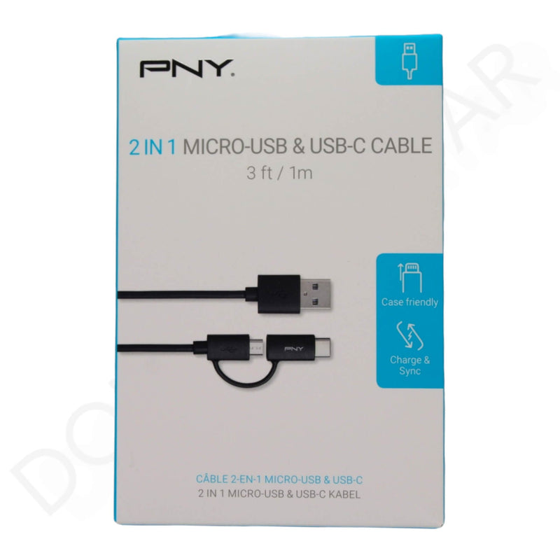 Dohans Power Adapter & Charger Accessories PNY 2 In 1 Micro Usb & Type C 1M Cable